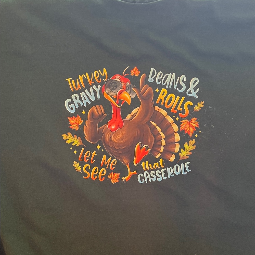 Gildan Black Long Sleeve Tee with Turkey Graphic